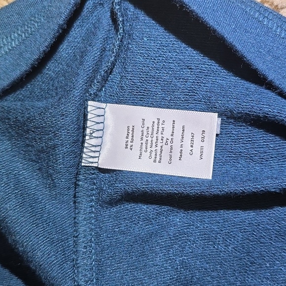 T by Talbots Cowlneck, Long Sleeve, Dark Teal, A-line Dress - Picture 7 of 8